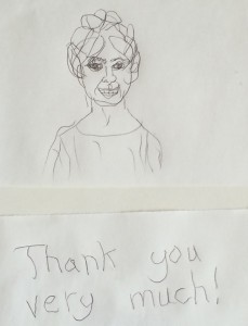 Thank you letter with drawing for Alisa
